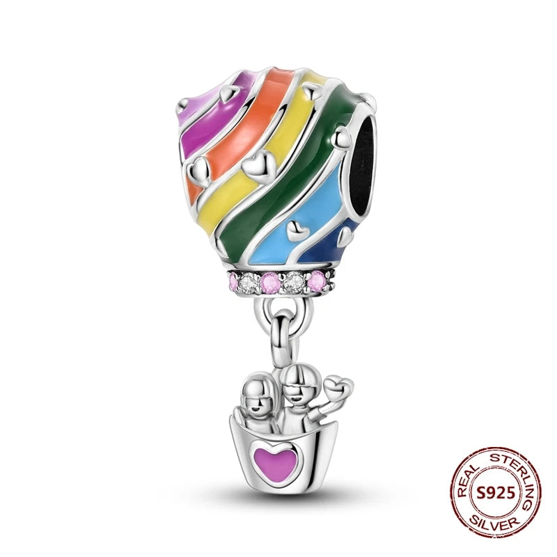 Gelber Sonnenblumen-Charm aus 925er Silber, Original-Zirkon, Kolibri, Einhorn-Charms, passend für Armbänder, DIY-Schmuck für Frauen, Hochzeitsgeschenk