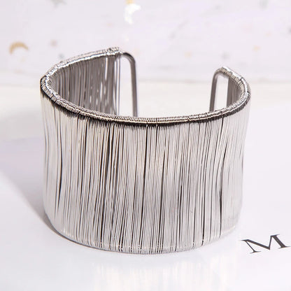 Mode offene Manschette Frauen Armband Armreif Punk Metalldraht Schnur verstellbare Vintage übertrieben Gold Silber Farbe Schmuck Armreifen