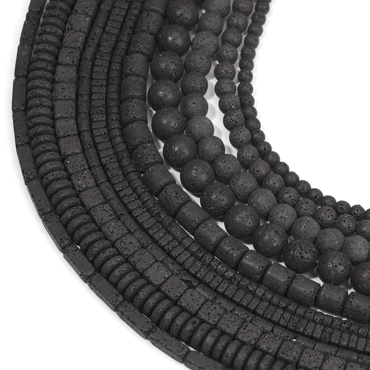 Piedras volcánicas natürliche schwarze Lava zylindrische quadratische Abacus-Steinperlen für Schmuckherstellung, DIY-Schmuck, Armbänder, handgefertigt
