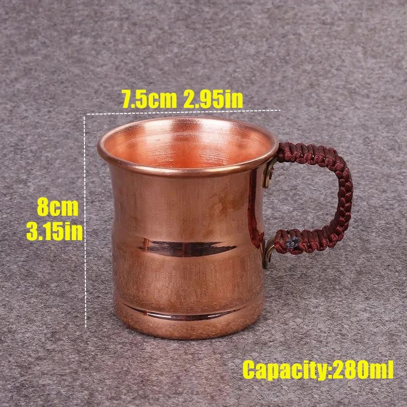 Handgefertigter Biermilchbecher aus reinem Kupfer mit Webgriff, verdickter Moskauer Wassermul, 400 ml, Frühstückstasse, Moskauer Trinkgeschirr, Geschirr