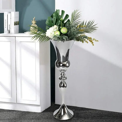 74cm Moderne Bodenvase, Großer Metall-Arrangementbehälter Blumentopf Silber für Büro, Wohnzimmer, Hochzeit, Verlobung, Dekoration