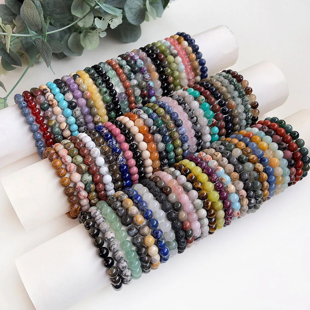 Naturstein rosa Zebra Perlen Armband 6/8mm Dalmatiner Jaspis Rhodochrosit Achat Armband Edelstein Perlen Armband