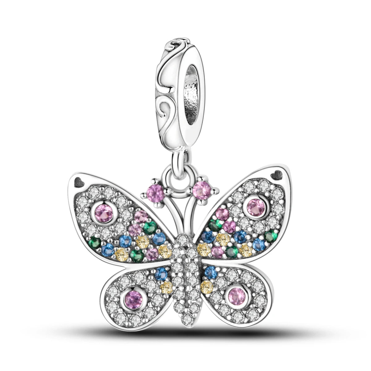 Original 925er Silber-Charm-Perlen, leuchtender, leuchtender Glühwürmchen-Schmetterlings-Anhänger, passend für Armbänder, Charm-Herstellung von Schmuck
