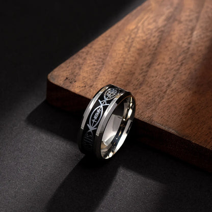 Jesus-Buchstabe, 316L-Edelstahlring für religiöse christliche Männer und Frauen, Geschenk, Schmuck, Serenity, männliches Bibelkreuz