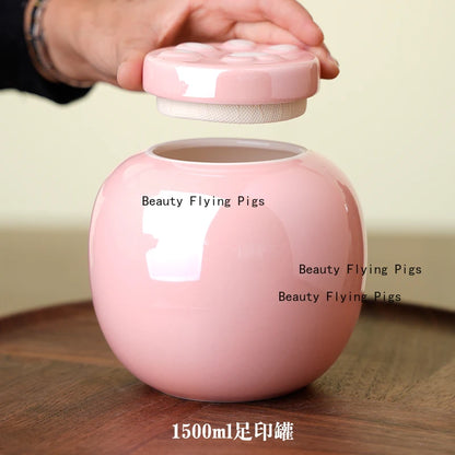 1 Piece Pink Ceramic Urn with Claw Print for Ashes, Small Cat and Dog Ceramic Ash Storage Jar, Pink Pet Hair Jar, Pet Funeral Supplies