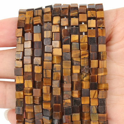 4 mm quadratische Würfelform-Perlen, natürlicher Lapislazuli, Amazonit, lila Achat-Steinperlen für Schmuckherstellung, DIY-Armband-Zubehör