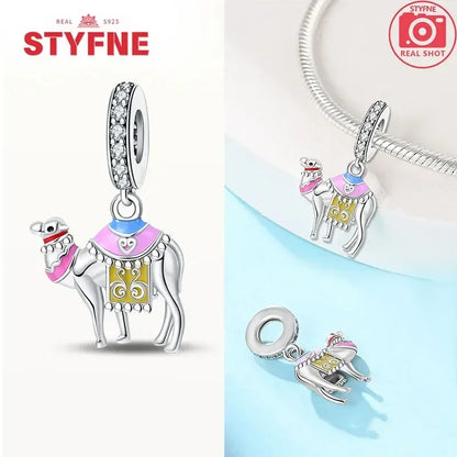 Silber 925 Gold Pyramide Mumie Doppel Charm Elefant Perlen passen Original Armband DIY edlen Schmuck Zubehör für Frauen Geschenke