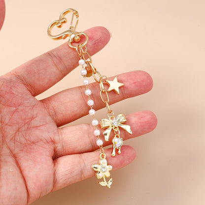 Aihua süße Y2K Metall Perle Liebe Herz Schleife Schlüsselanhänger für Frauen Mädchen Handtasche Anhänger DIY Schlüsselanhänger handgemachte Schmuck Geschenke