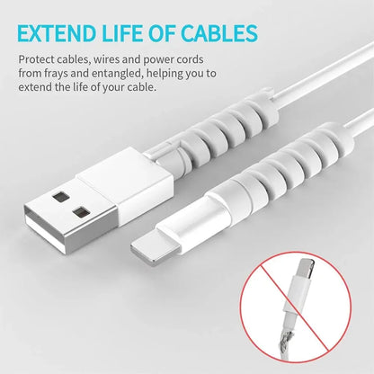 USB-Kabelschutz, Ladekabel, Spirale, Silikon, Schutzhülle, Kabelende, Kabelabdeckung, Sparer für Telefon, Uhr, Ladekabel