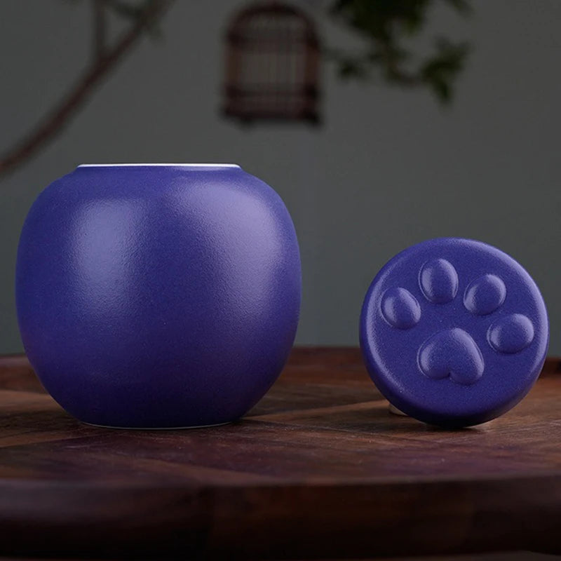 Ceramic Pet Urns with Paw Print Ashes, Funeral Storage, Animal Burial Urn, Cremation Keepsake, Puppy Ashes, Box, Caused Cat Souvenir