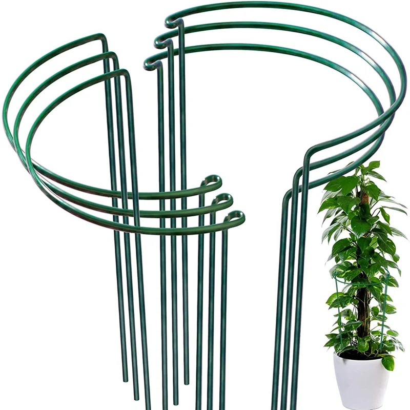 6/10 Stück Stützpfahl für Gartenpflanzen, robuster, vernetzender halbrunder Pfingstrosen-Stützringkäfig, Stützregal für Pflanzen