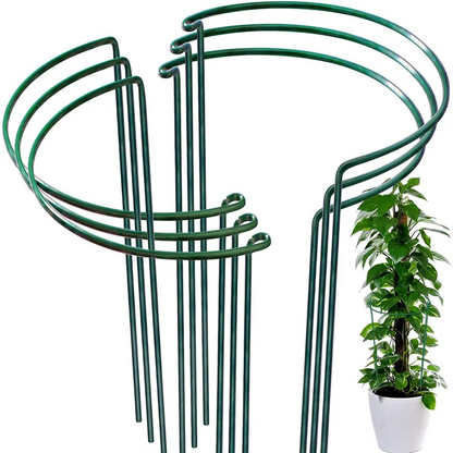 6/10 Stück Stützpfahl für Gartenpflanzen, robuster, vernetzender halbrunder Pfingstrosen-Stützringkäfig, Stützregal für Pflanzen