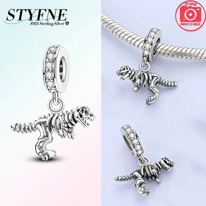 Charms der Drachen-Serie, 925er Silber, Flugsaurier, Tyrannosaurus, Chamäleon-Charm-Anhänger, passend für Original-Armbänder, DIY-Schmuckherstellung