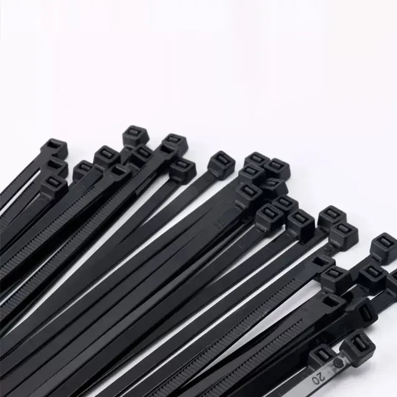 Selbstsichernder Kunststoff-Nylon-Kabelbinder, 300 mm, schwarzer Befestigungsgurt, 250 mm Kabelbinder-Set, 400 Kabelbinder, Befestigungsring, Reißverschluss, Riemenbinder