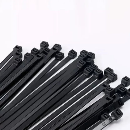 Selbstsichernder Kunststoff-Nylon-Kabelbinder, 300 mm, schwarzer Befestigungsgurt, 250 mm Kabelbinder-Set, 400 Kabelbinder, Befestigungsring, Reißverschluss, Riemenbinder