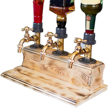 1/2/3-Flaschen-Whiskey-Spender aus Holz mit Zapfhahn, Alkohol-Getränkespender für Zuhause, Party, Bar, Vatertagsgeschenk