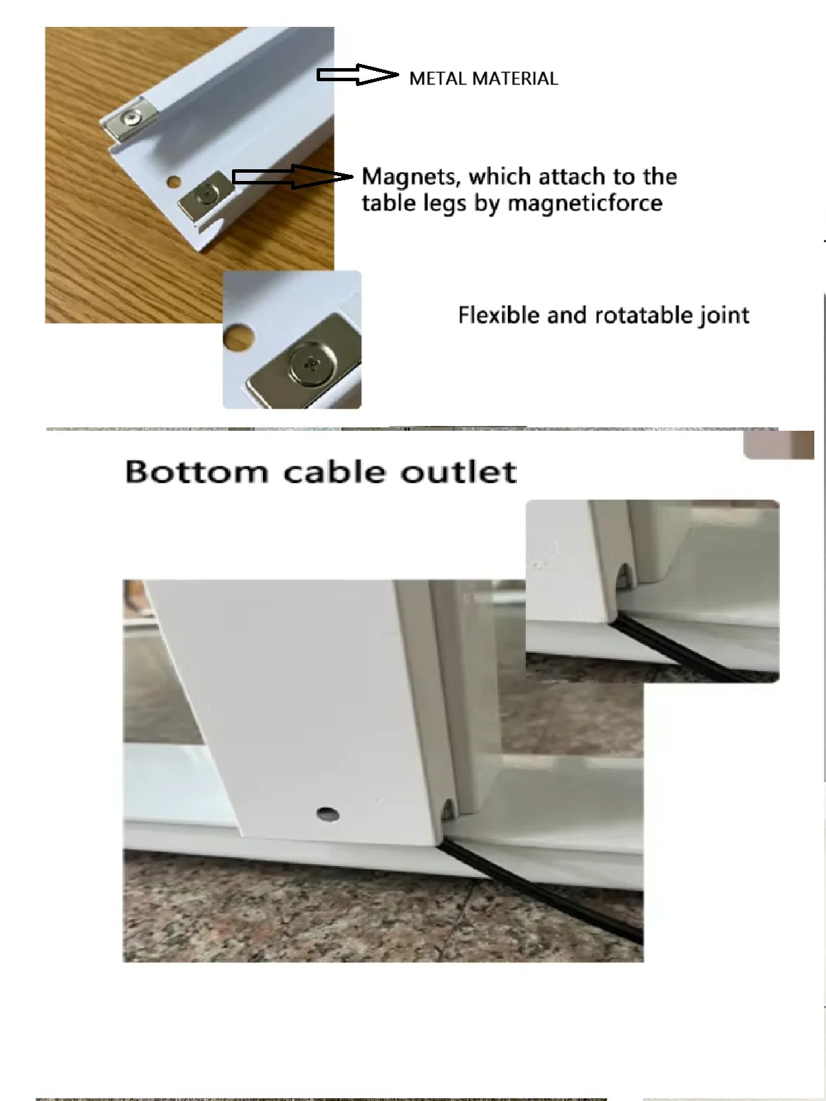 ISRTAO Snake Magnetischer Kabel-Organizer, vertikal, verstellbar unter dem Tisch, Kabelmanagement-Tablett für die Wirbelsäule