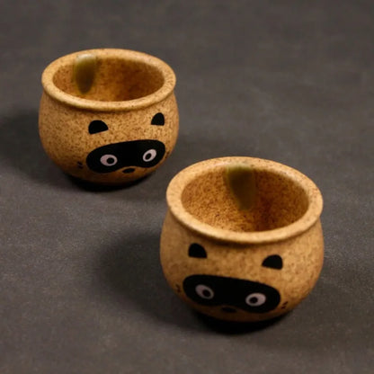 Japanisches Sake Pot Kit Handbemalt Zibet Katze Shochu Cup Set Retro Wein Keramik Zwei Tassen Barzubehör für Geschenk Bar Sets Zubehör