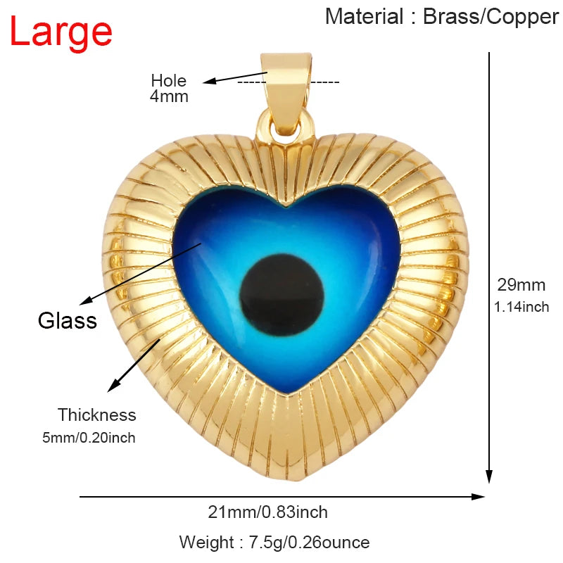 Blaues rundes Herz-Augen-Glücksamulett, türkischer Glücksanhänger, echtes 18 Karat vergoldetes Halsketten-Armband, Schmuckzubehör, S52
