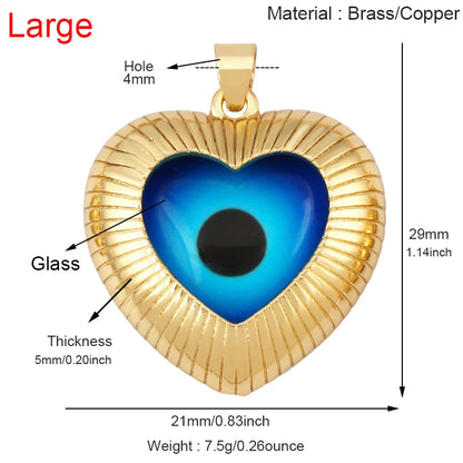 Blaues rundes Herz-Augen-Glücksamulett, türkischer Glücksanhänger, echtes 18 Karat vergoldetes Halsketten-Armband, Schmuckzubehör, S52