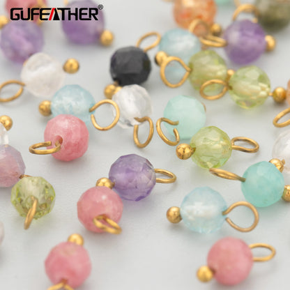 GUFEATHER, 20 Stück/Los, MH25, Schmuckzubehör, Edelstahl, Naturstein, Charms, handgefertigt, DIY-Anhänger, Schmuckherstellung
