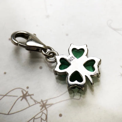 Grüner Kleeblatt-Charm-Anhänger, europäischer handgefertigter Glücksschmuck für Damen und Herren, neues Geschenk aus reinem 925er Sterlingsilber