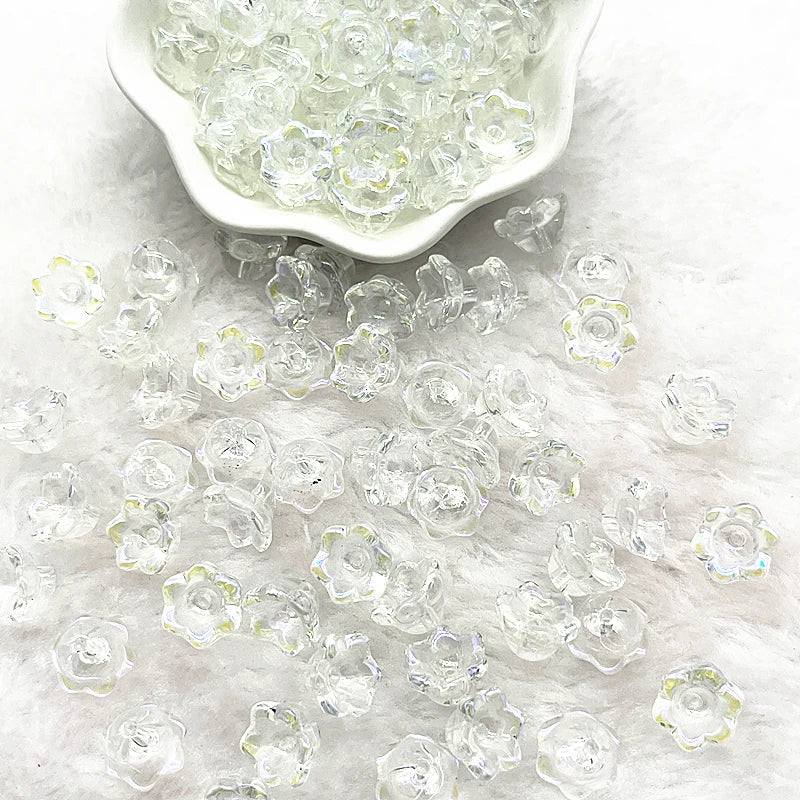 Neue 20 teile/los 7X12mm Bunte Bellflower Lampwork Perlen Kappen Glas Spacer Perlen für Schmuck Machen DIY Armbänder haarnadel