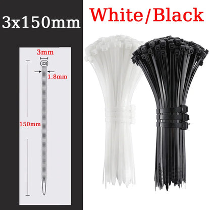 1000 Stück selbstsicher nder Kunststoff-Nylon binder 300mm weißer schwarzer Reiß verschluss