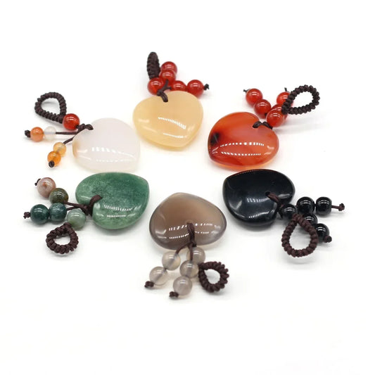 Natürliche Stein Keychain Charms Herz Rot Achate Amethysten Opal Anhänger für Schmuck Machen Halskette Keychain Geschenk