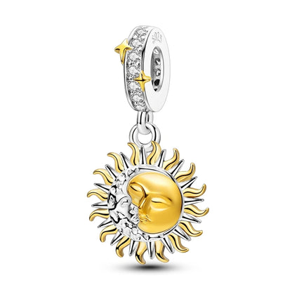 Goldfarbene Charms aus 925er Sterlingsilber, original goldene Sicherheitskette, runder Abstandshalter-Clip-Charm, DIY-Schmuck für Damen, Armband, Geschenk