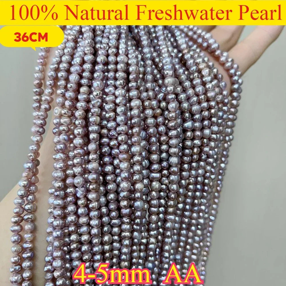 4-5mm AA Hochwertige Natürliche Süßwasserperle Punch Lose Weiß Lila Perle für DIY Elegante Halskette Armband Schmuckherstellung