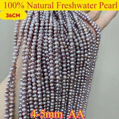 4-5mm AA Hochwertige Natürliche Süßwasserperle Punch Lose Weiß Lila Perle für DIY Elegante Halskette Armband Schmuckherstellung