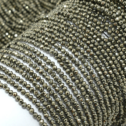 Natürliche facettierte runde Pyritperlen 2 mm/3 mm/4 mm