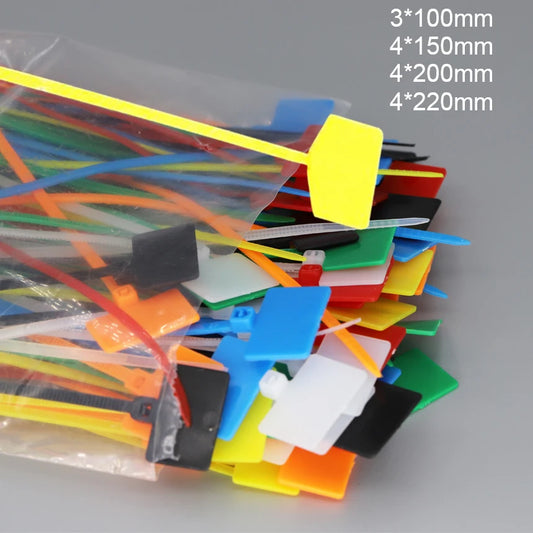 3/4*100/150/200/220mm Schwarz Ziptie Nylon Kunststoff Schleife Befestigen Strap Wrap Organizer Self Lock Tag Label Marker Kabelbinder Kabelbinder