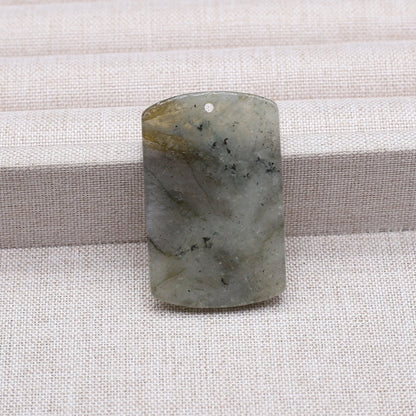 Charms Naturstein-Anhänger, rechteckig, natürlicher Rosenquarz-Kristall-Anhänger für die Herstellung von DIY-Schmuck-Halsketten, 25 x 40 mm