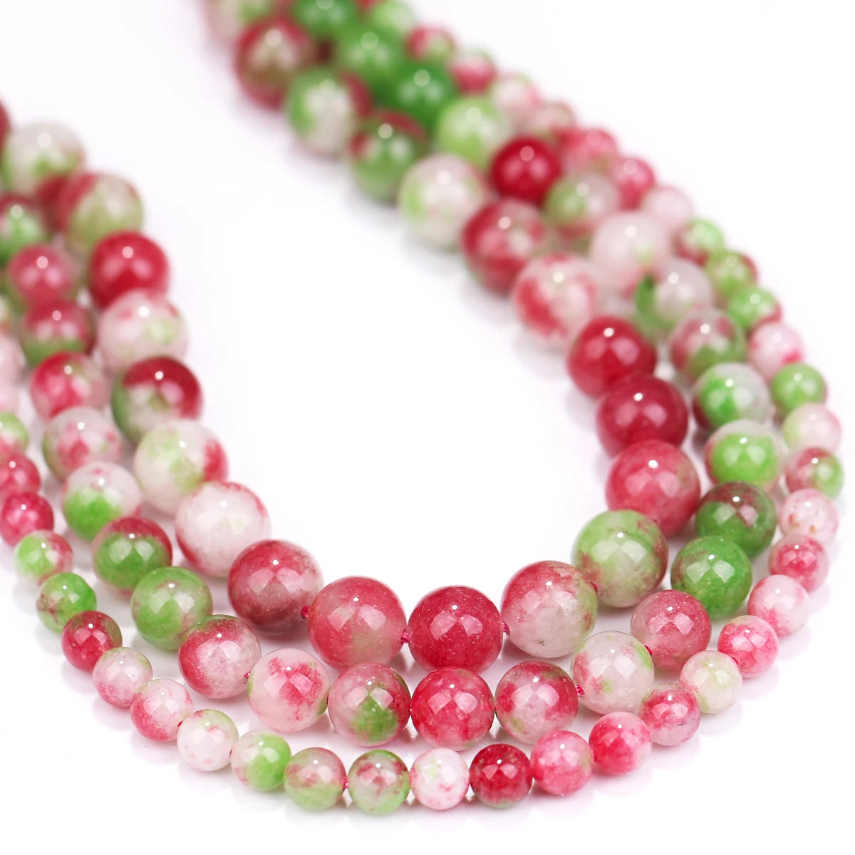 Natursteinperlen Wassermelone Turmalin Jade Lose Distanzperlen für Schmuckherstellung DIY Halskette Armband Handgefertigte Accessoires