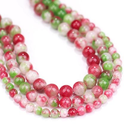 Natursteinperlen Wassermelone Turmalin Jade Lose Distanzperlen für Schmuckherstellung DIY Halskette Armband Handgefertigte Accessoires
