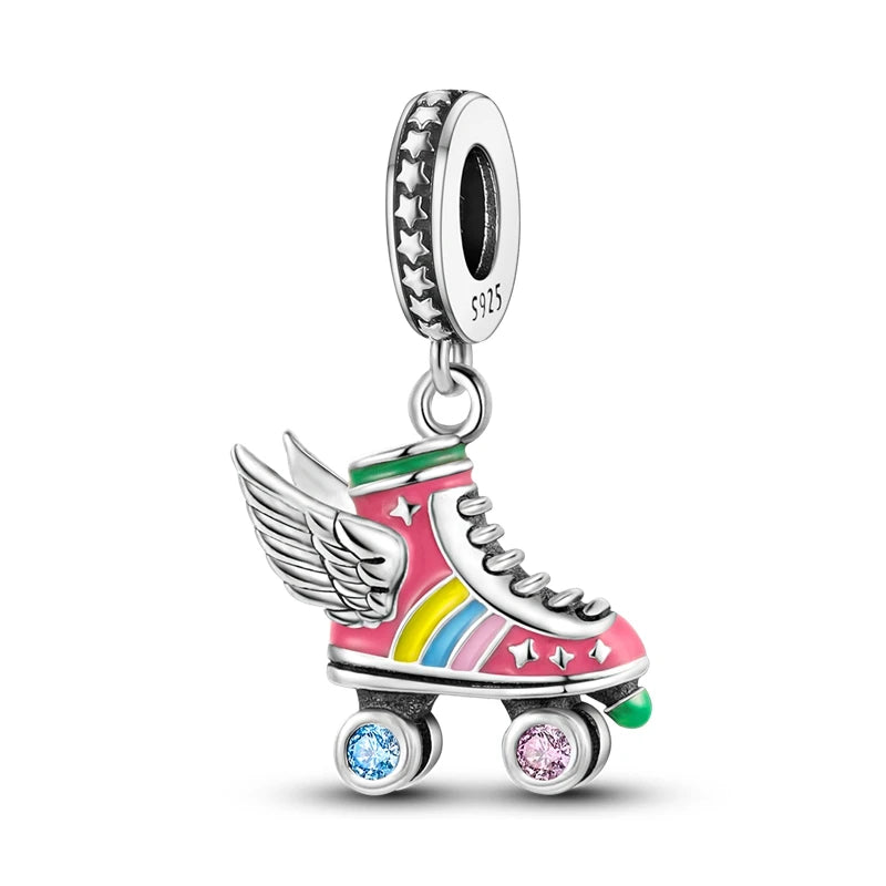 Neue 2025 925 Sterling Silber Charms Perlen Liebe Herz Rosa Original Charm Anhänger Fit Charm Armbänder DIY Schmuck Geburtstag Geschenk