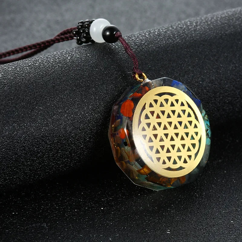 Retro Bunte Chips Natürliche Türkis Amethyst Stein Chakra Orgon Energie Pendel Amulett Reiki Heilung Anhänger Halskette