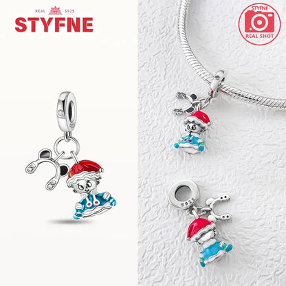 925 Silber Neue Weihnachten Weihnachtsmann Elch Schneemann Charms Perlen Fit Original Armbänder Party Geschenk DIY Schmuck für Frauen