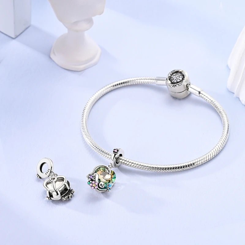 Grüne Zirkon-Katze-Blumen-Schmetterlings-Perlen für Armband-Charms aus 925er Silber, originelle Schmuckherstellung, DIY-Jubiläumsgeschenk