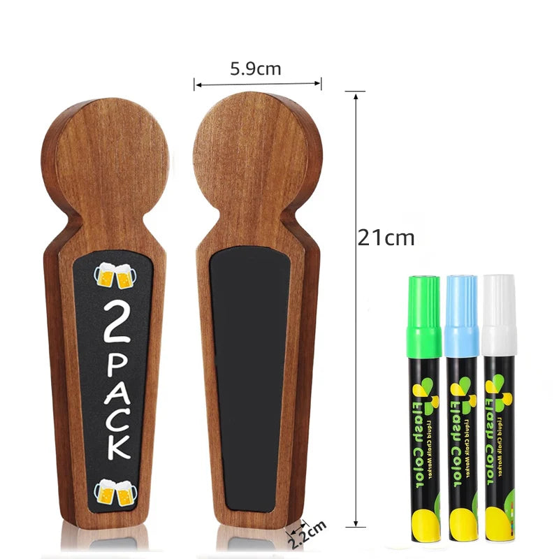 2 Stück/Set Holz-Bierzapfhanteln, 3/8''-16 UNC Gewinde Kreidetafel-Zapfhanteln für Kegerator-Bierzapfhähne mit 3 Markierstiften
