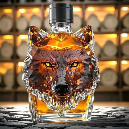 Whiskygläser, Wolfskulptur, Weinbecher, ästhetische Glasflasche zum Sammeln, Wolf-Thema für Cocktail-Whisky-Reisen