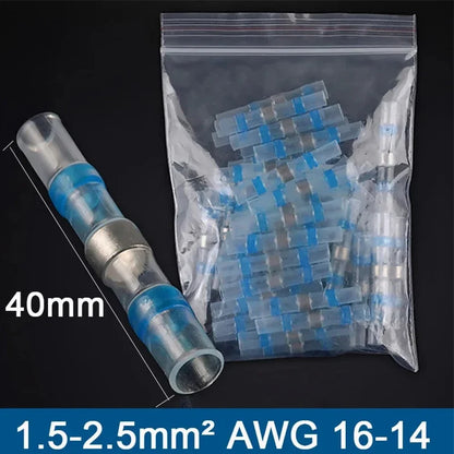 5/10/20/30PCS Schrumpf Wasserdichte Solder Dichtung Ärmeln Butt Draht Anschlüsse Elektrische Isolierte Kabel Splice Terminals