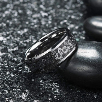 Moderne 8mm Schwarz Titan stahl Ringe für Männer Frauen Nut Facetten Edelstahl Männer Ring Hochzeit Band schmuck Großhandel