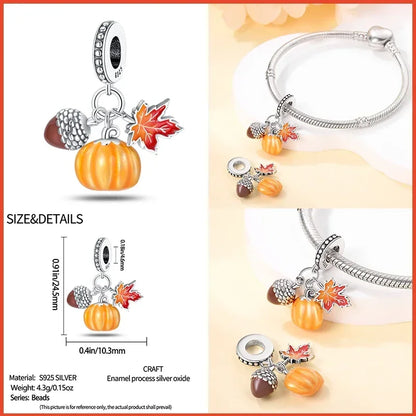 Charms-Perlen aus 925er-Sterlingsilber, modisches Biene- und Honigglas, Sonnenblume, Herbstserie, passend für Original-Armbänder, DIY-Schmuckherstellung