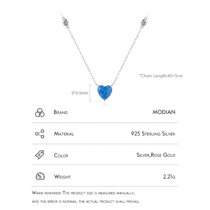 Modian 925 Sterling Silber van Gogh Sternen himmel Design blau Herz Opal Anhänger Halskette Mode Glieder kette für Frauen edlen Schmuck