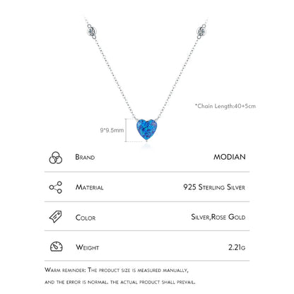 Modian 925 Sterling Silber van Gogh Sternen himmel Design blau Herz Opal Anhänger Halskette Mode Glieder kette für Frauen edlen Schmuck