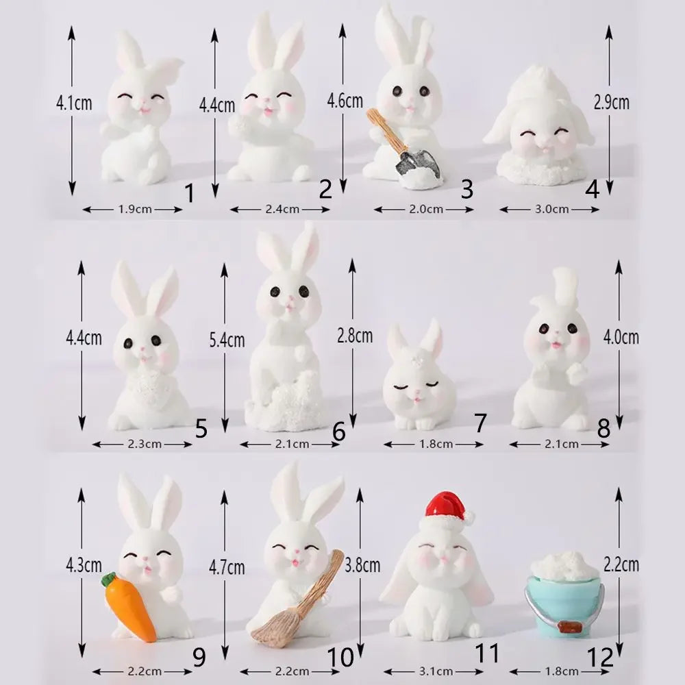 Figuren Miniatur Niedlicher Schneemann Hase Weihnachtskaninchen Mikrolandschaft Ornament Schreibtischzubehör Feengarten Heimdekoration