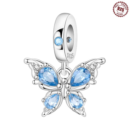 Blue Series Charm-Anhänger aus 925er-Sterlingsilber, Dackel-Feder, Meer, Kokosnussbaum, Stern, Hexe, passend für DIY-Armbänder, Halsketten, Partygeschenke